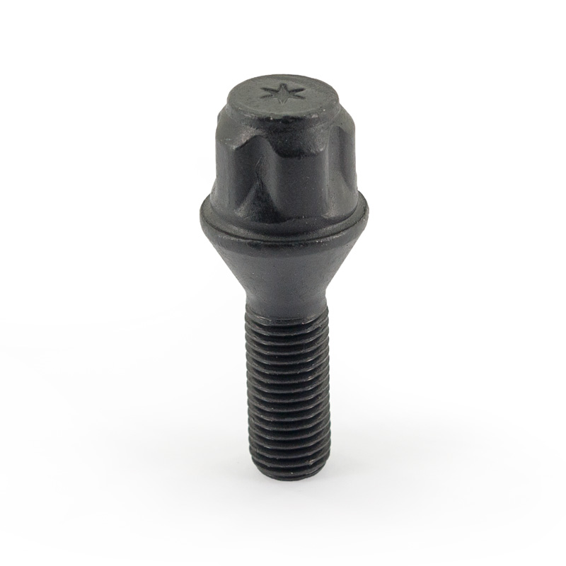 H&R Wielslotenset M12x1.50x30mm konisch Zwart - 4 slotbouten incl. adapter