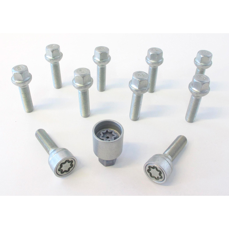 H&R Wielboutenset bolkonisch R12 M12x1.50 - Lengte 35mm - 10 stuks (Bv.  Mercedes) - incl. wielsloten
