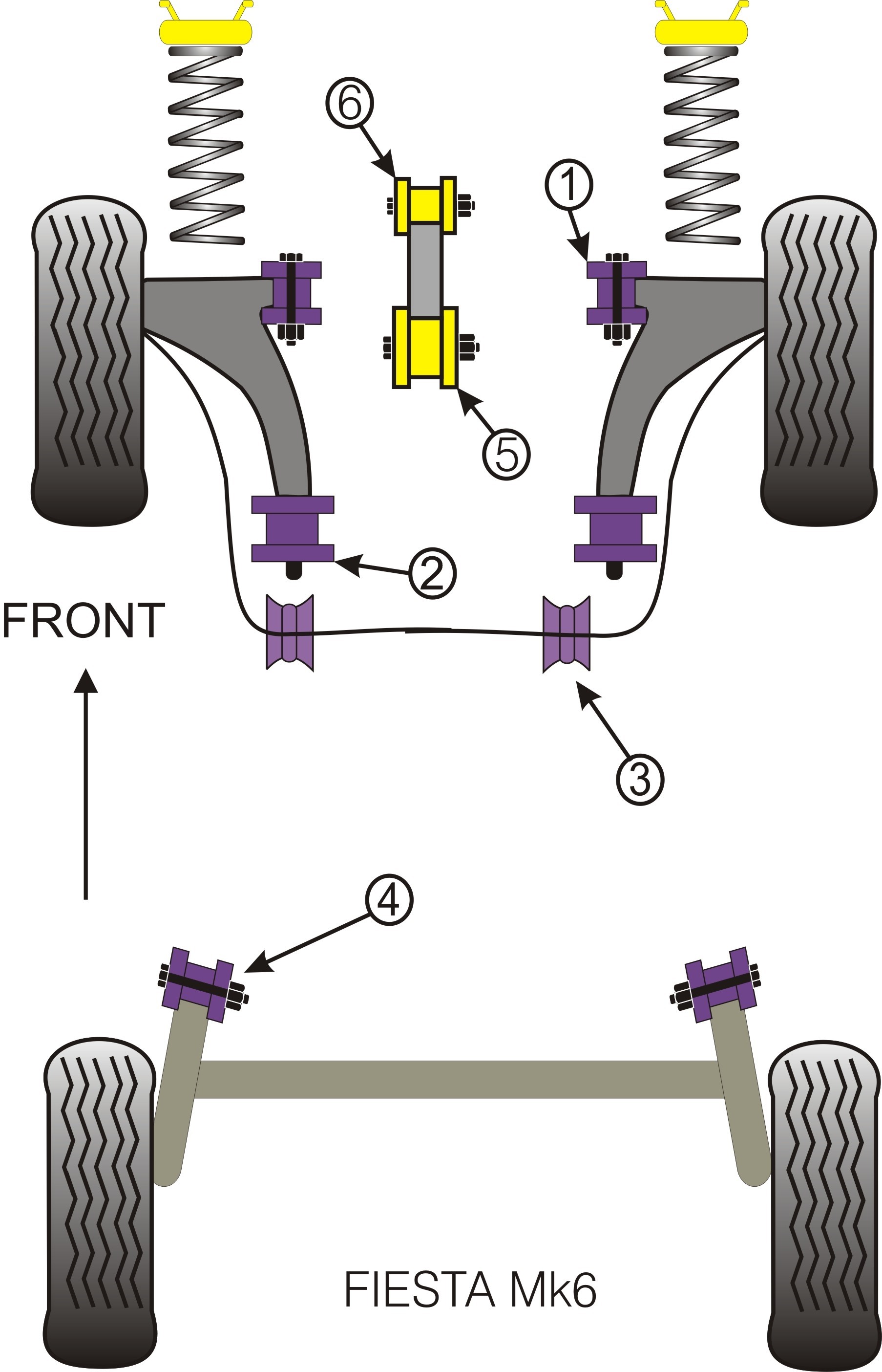 Ford Fiesta Mk6 inc ST & Fusion  Front Wishbone Lower Rear Bush