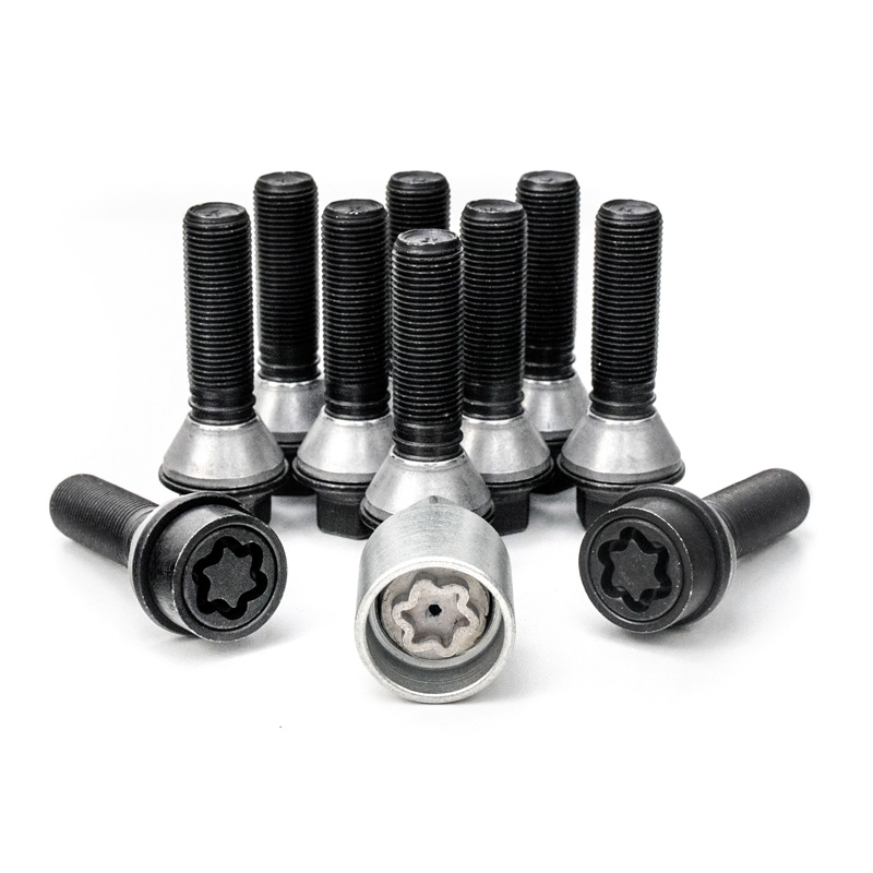 H&R Wielboutenset konisch met beweegbare ring M14x1.25 - Lengte 48mm - Zwart - 10 stuks (Bv.  BMW) - incl. wielsloten