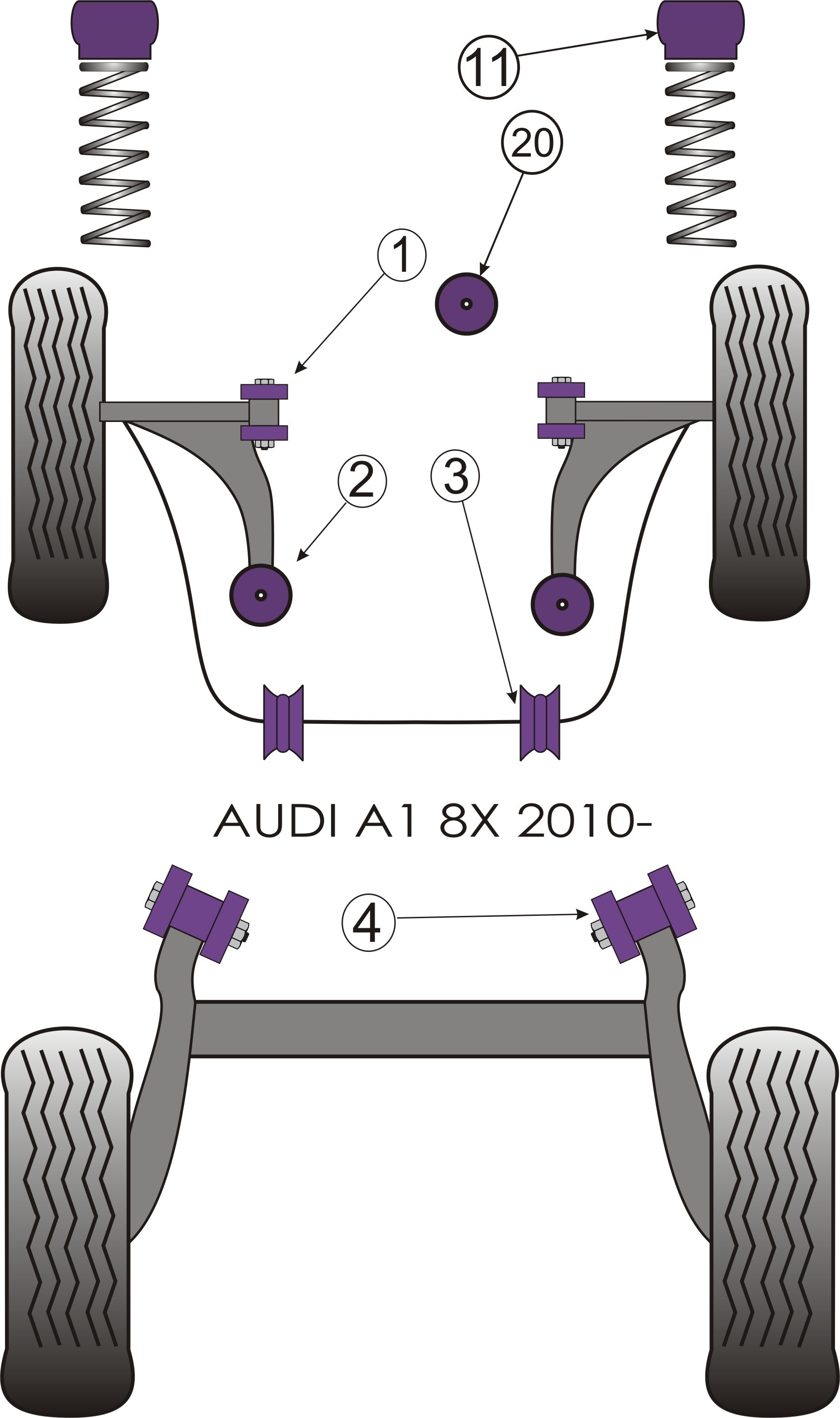 Audi A1 8X  Lower Engine Mount Large Bush (Track Use) - PowerFle