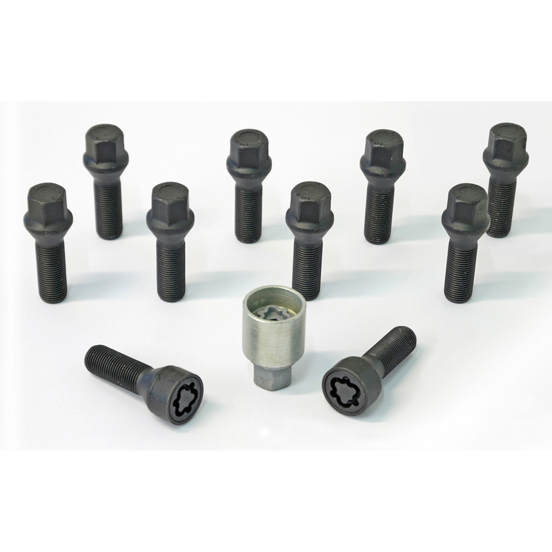 H&R Wielboutenset konisch M14x1.25 - Lengte 31mm - Zwart - 10 stuks - incl. wielsloten
