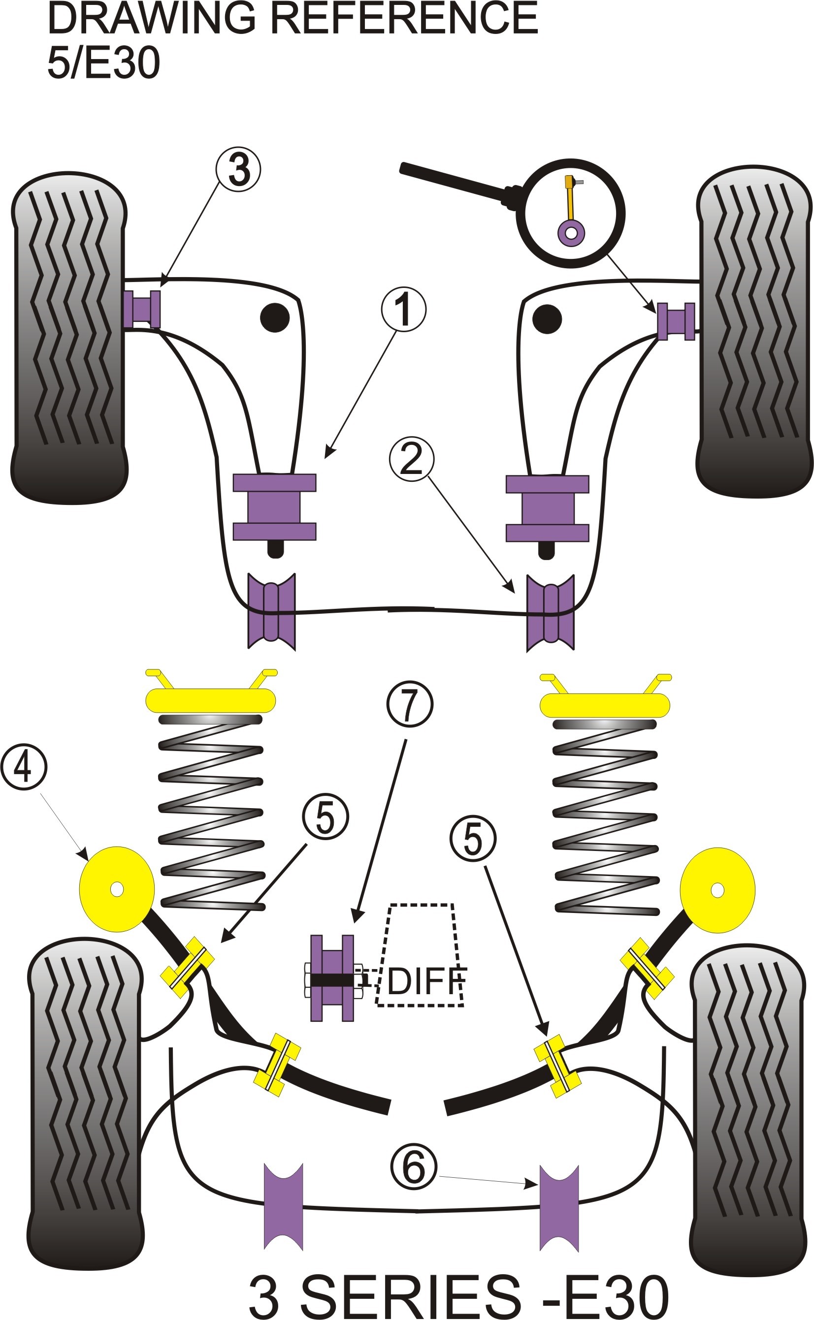 BMW E30 3 Series  Rear Trailing Arm Outer & Inner Bush - PowerFl