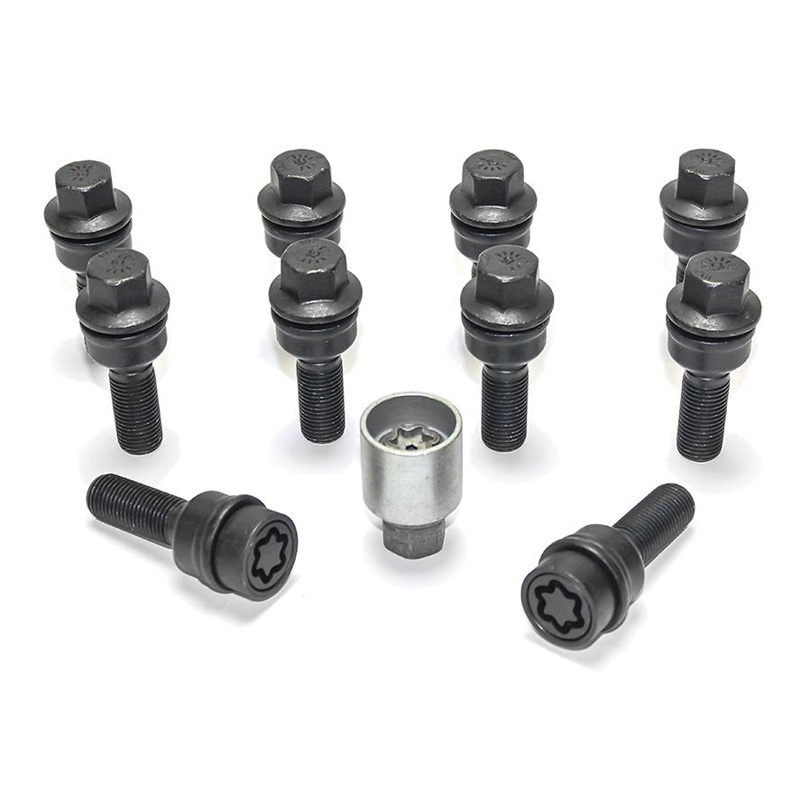 H&R Wielboutenset bolkonisch met beweegbare ring R14 M14x1.50 - Lengte 41mm - Zwart - 10 stuks (bv.  Audi Q3, Q5) - incl. wielsloten