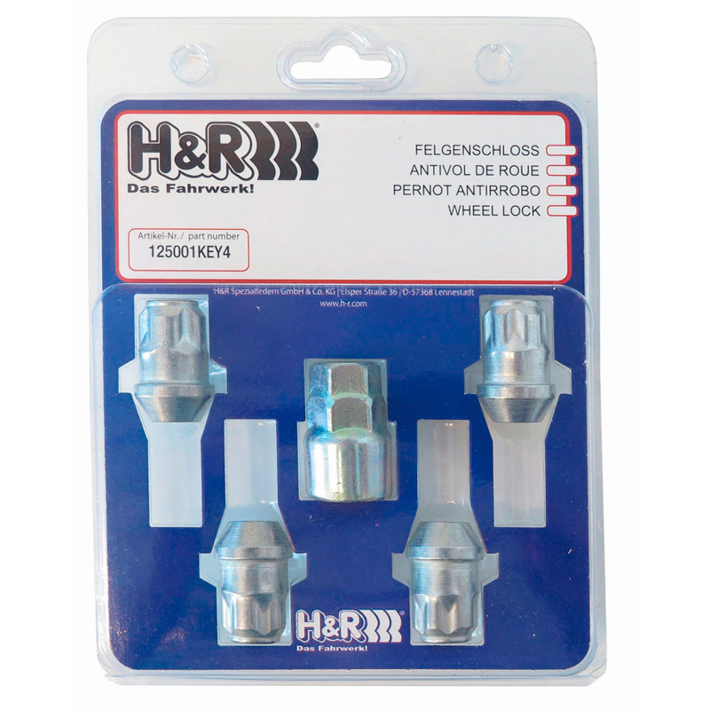 H&R Wielslotenset M12x1.50 konisch - 4 slotmoeren incl. adapter